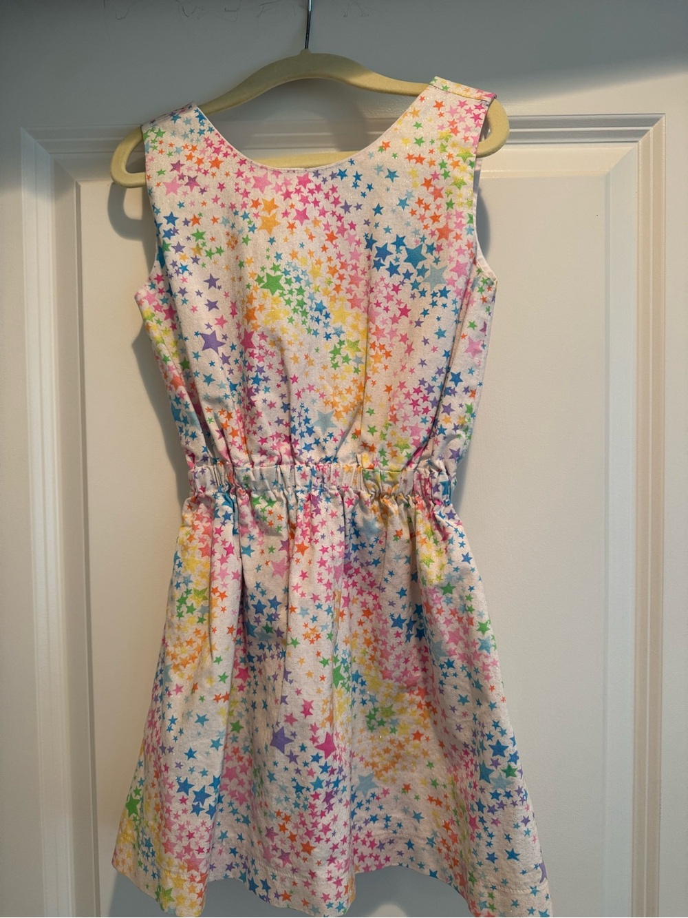 Girls' Sleeveless Rainbow Star Print Dress - White